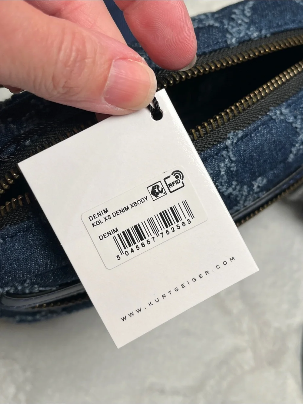 Kurt Geiger NWT! XS Quilted Denim Crossbody Bag - Picture 12 of 13